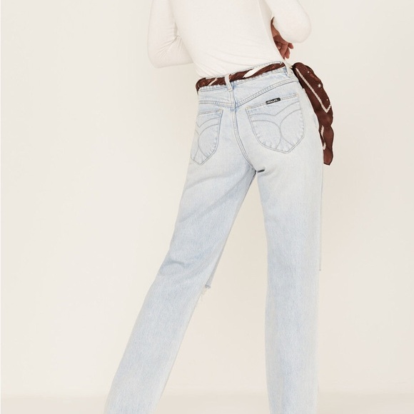 Rolla's Light Wash High Rise Classic Straight Jeans - Picture 2 of 3